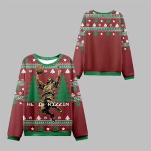 2025 Christmas He is Rizzin Jesus Ugly Sweater - Grishko.com