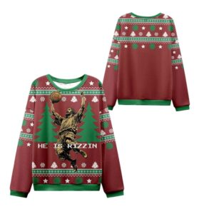 Alternative view of 2025 Christmas He is Rizzin Jesus Ugly Sweater - Grishko.com