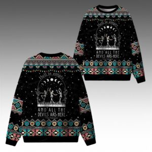 Alternative view of 2025 Christmas Hell Is Empty And All The Devils Are Here Ugly Sweater - Grishko.com