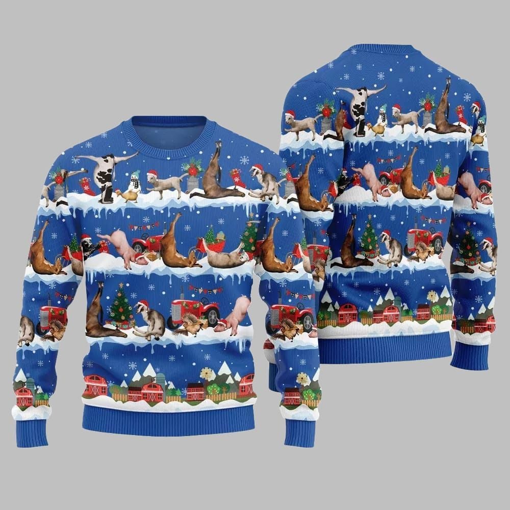 2025 Christmas Hilarious Barnyard Chaos Ugly Christmas Sweater - Grishko.com - Image 4