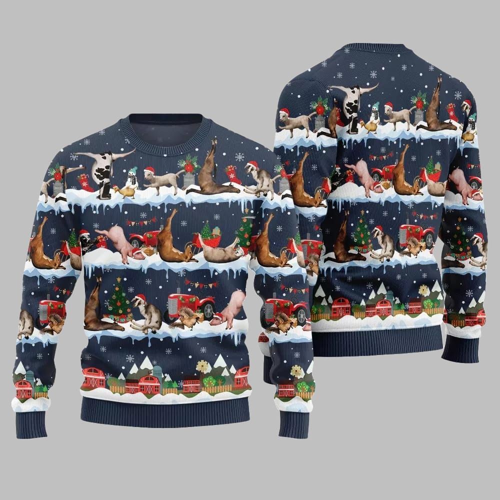 2025 Christmas Hilarious Barnyard Chaos Ugly Christmas Sweater - Grishko.com - Image 5