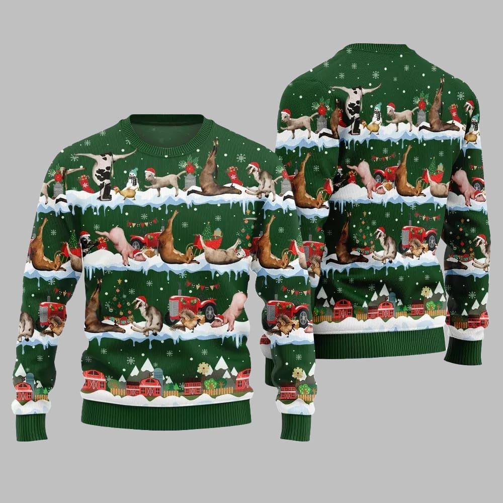 2025 Christmas Hilarious Barnyard Chaos Ugly Christmas Sweater - Grishko.com - Image 3