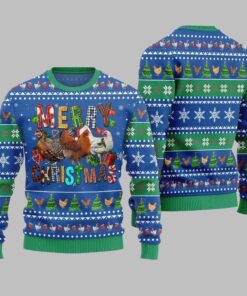 2025 Christmas Hilarious Farm Chicken Ugly Christmas Sweater  