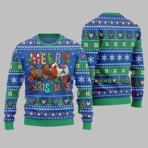 2025 Christmas Hilarious Farm Chicken Ugly Christmas Sweater - Grishko.com