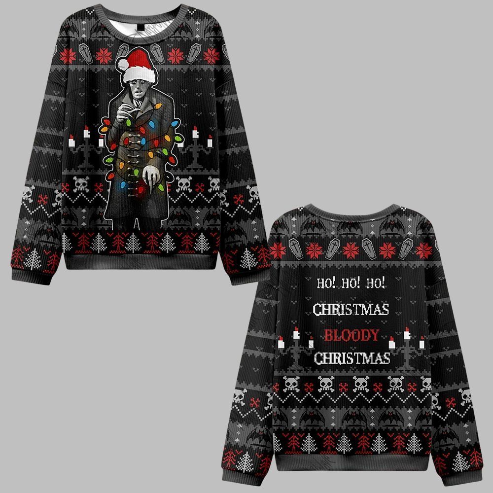 2025 Christmas Ho! Ho! Ho! Bloody Ugly Christmas Sweater - Grishko.com