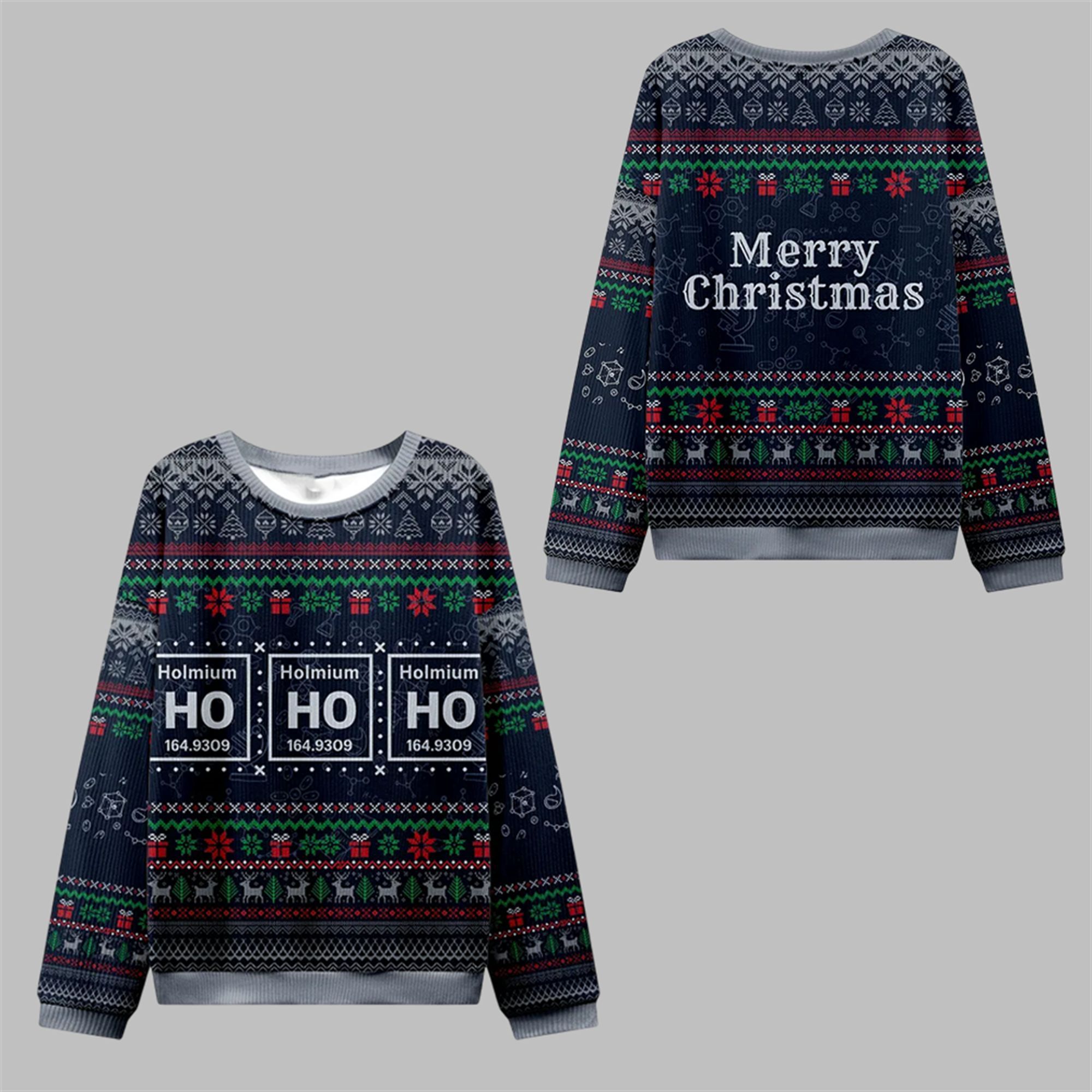 2025 Christmas Ho Ho Ho Holmium Ugly Sweater - Grishko.com