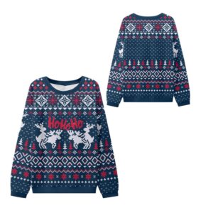 Alternative view of 2025 Christmas Ho Ho Ho Reindeer Ugly Sweater - Grishko.com