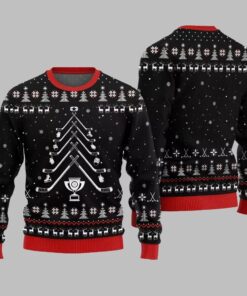 Alternative view of 2025 Christmas Hockey Stick Tree Ugly Christmas Sweater  