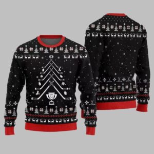 Alternative view of 2025 Christmas Hockey Stick Tree Ugly Christmas Sweater - Grishko.com