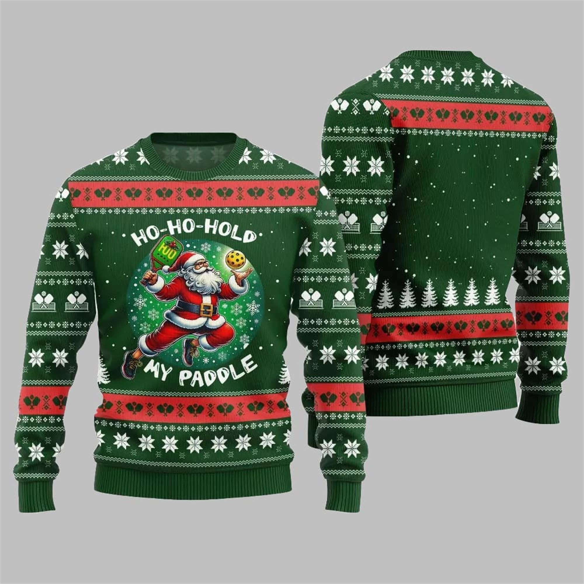 2025 Christmas Hold My Paddle Pickleball Ugly Sweater - Image 4