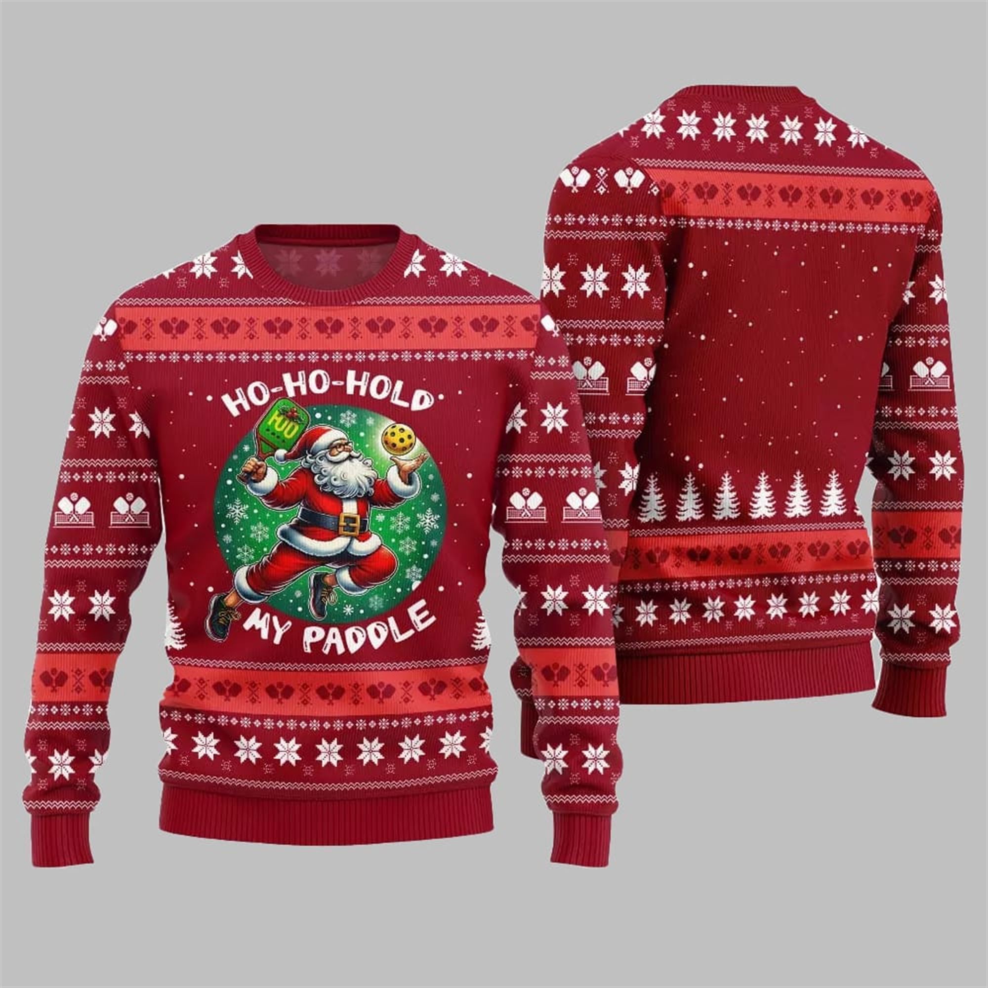 2025 Christmas Hold My Paddle Pickleball Ugly Sweater - Image 5