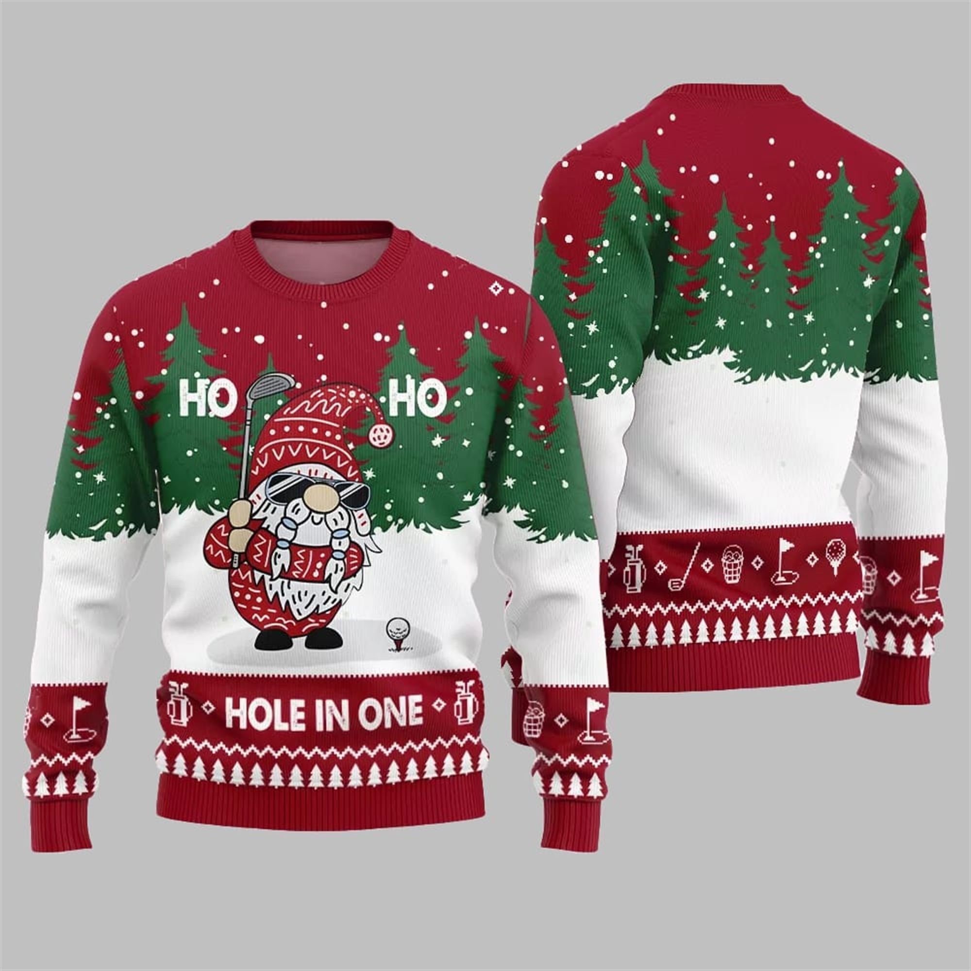 2025 Christmas Hole In One Gnome Ugly Sweater - Image 3