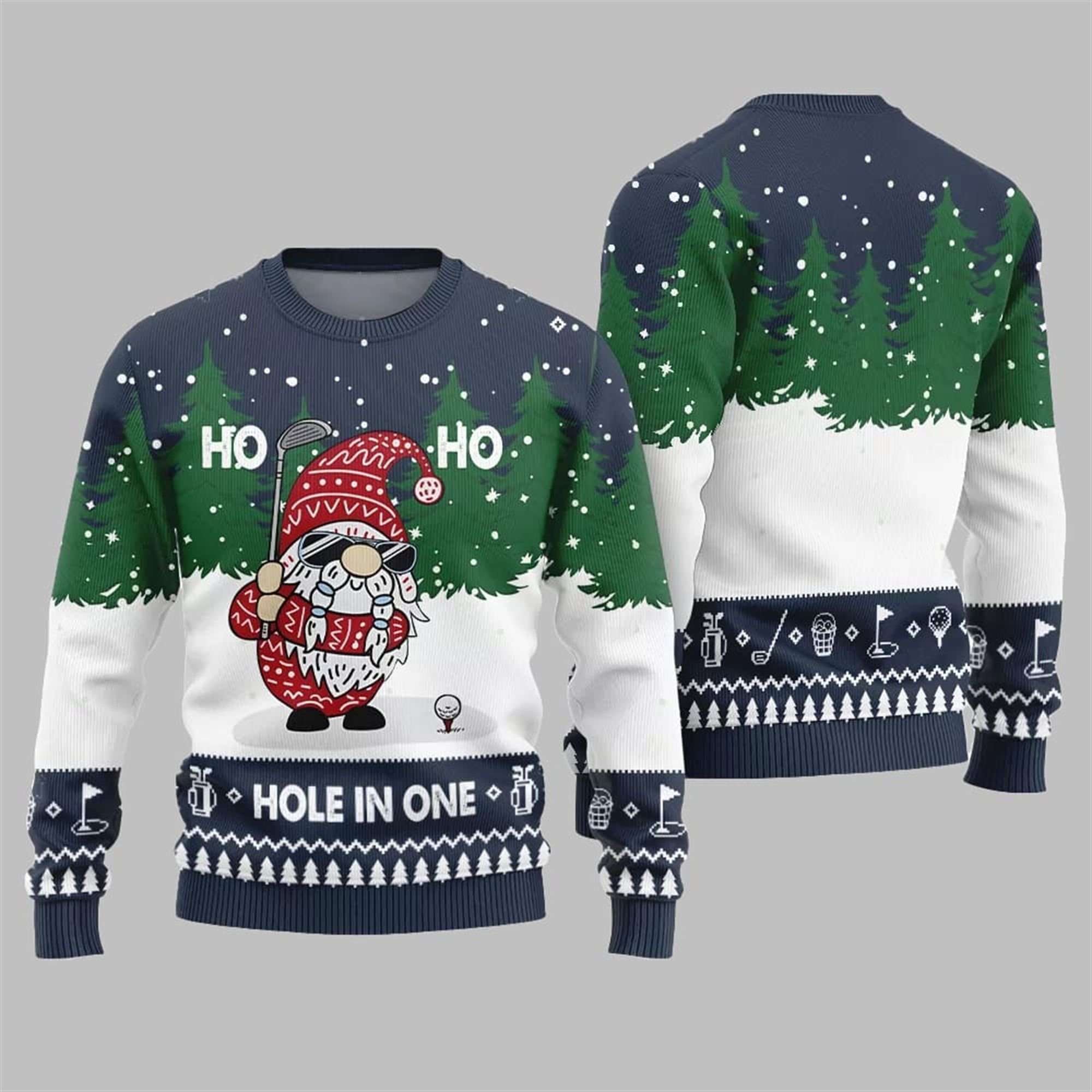 2025 Christmas Hole In One Gnome Ugly Sweater - Image 4
