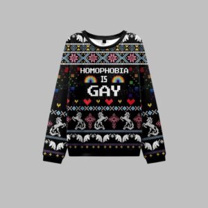 Alternative view of 2025 Christmas Homophobia Is Gay Ugly Christmas Sweater - Grishko.com