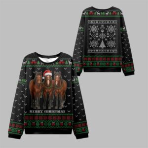 2025 Christmas Horse Merry Christmas Ugly Sweater - Grishko.com
