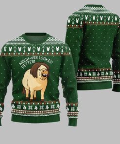 Alternative view of 2025 Christmas Horse Neighver Looked Better Ugly Christmas Sweater  