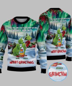 2025 Christmas I Adore You And Love Every Part Of You Especially Your Butt Merry Grnchmas Ugly Sweater  