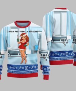 Alternative view of 2025 Christmas I Am A RN Really Naughty Ugly Christmas Sweater  