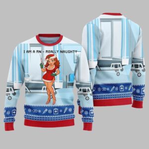 Alternative view of 2025 Christmas I Am A RN Really Naughty Ugly Christmas Sweater - Grishko.com