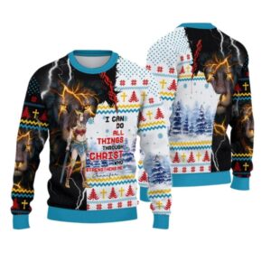 Alternative view of 2025 Christmas I Can Do All Things Through Christ Christmas Ugly Sweatshirt - Grishko.com