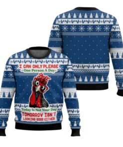 Alternative view of 2025 Christmas I Can Only Please One Person A Day Chicken Ugly Christmas Sweater  