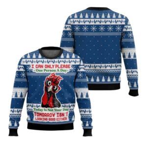 Alternative view of 2025 Christmas I Can Only Please One Person A Day Chicken Ugly Christmas Sweater - Grishko.com