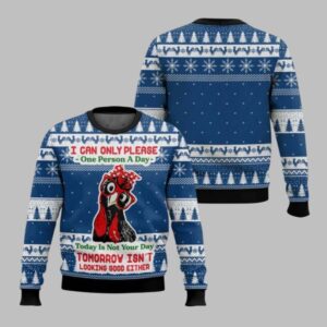 2025 Christmas I Can Only Please One Person A Day Chicken Ugly Christmas Sweater - Grishko.com