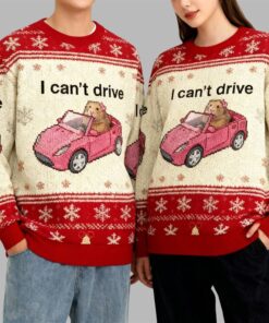 Alternative view of 2025 Christmas I Can't Drive Funny Hamster Meme Ugly Sweater  