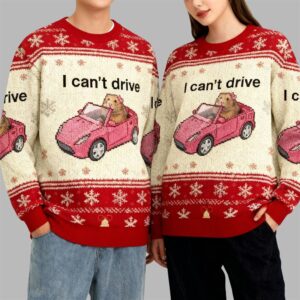 Alternative view of 2025 Christmas I Can't Drive Funny Hamster Meme Ugly Sweater - Grishko.com