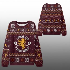 2025 Christmas I Drink and I Know Things Ugly Sweater - Grishko.com