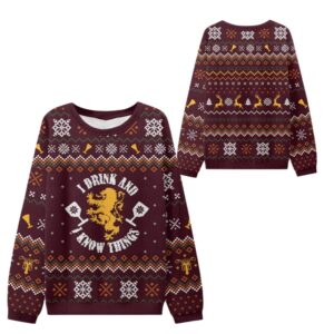 Alternative view of 2025 Christmas I Drink and I Know Things Ugly Sweater - Grishko.com