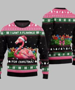 Alternative view of 2025 Christmas I Want A Flamingo For Christmas Ugly Christmas Sweater  