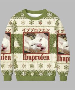2025 Christmas Ibuprofen Meme Cat Ugly Sweater  