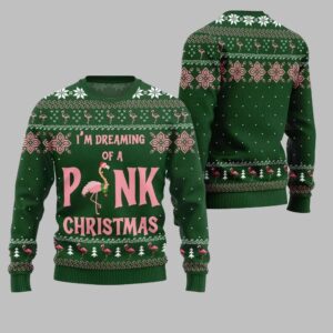 Alternative view of 2025 Christmas Im Dreaming Of A Pink Flamingo Ugly Christmas Sweater - Grishko.com