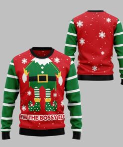 2025 Christmas Im The Bossy Elf Ugly Christmas Sweater  