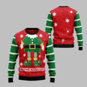 2025 Christmas Im The Bossy Elf Ugly Christmas Sweater - Grishko.com