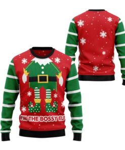 Alternative view of 2025 Christmas Im The Bossy Elf Ugly Christmas Sweater  