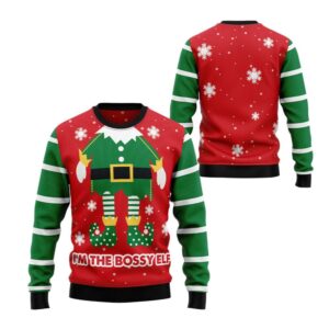 Alternative view of 2025 Christmas Im The Bossy Elf Ugly Christmas Sweater - Grishko.com