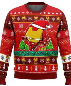 2025 Christmas Iron Man Chibi Marvel Comics Ugly Christmas Sweater