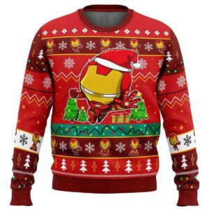 2025 Christmas Iron Man Chibi Marvel Comics Ugly Christmas Sweater