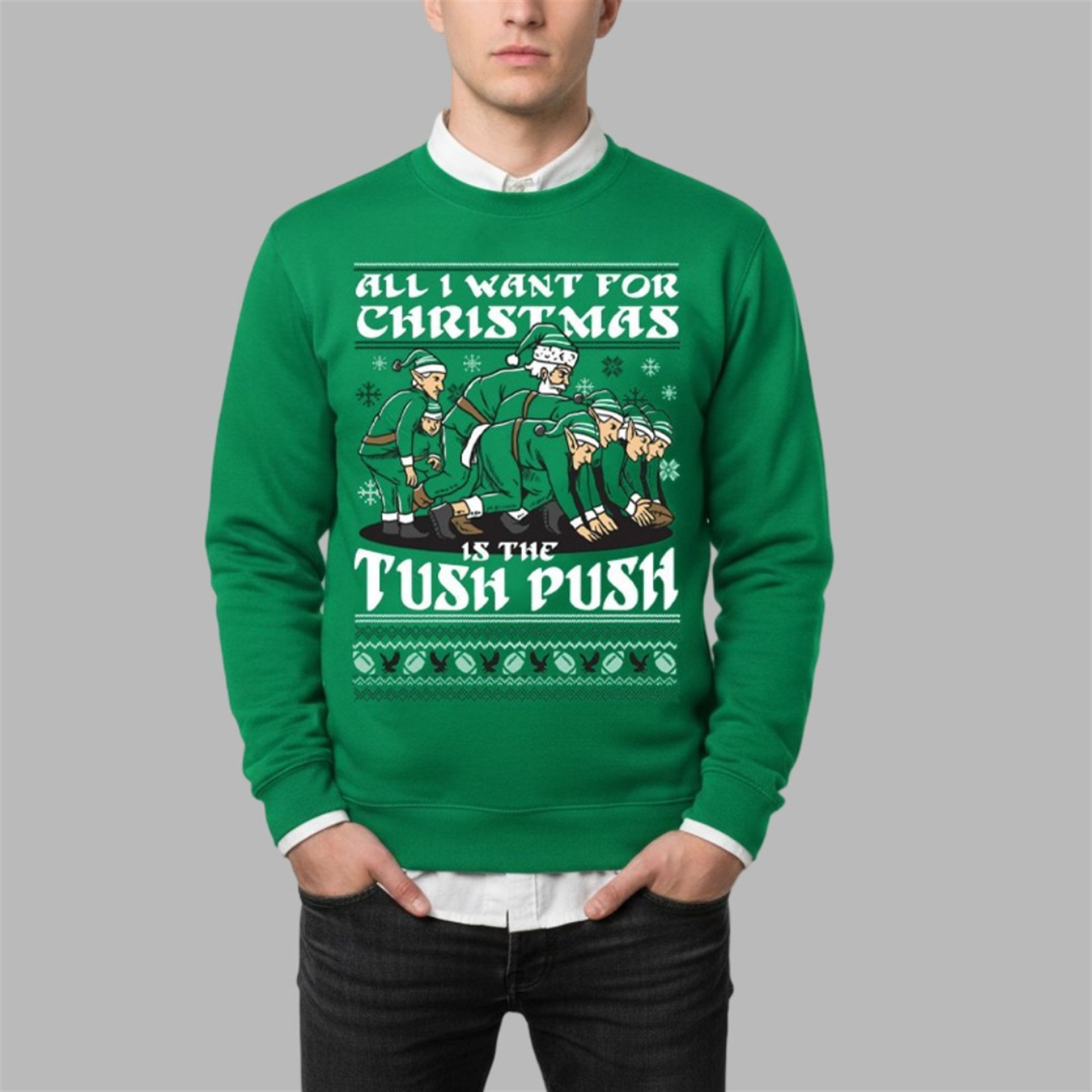 2025 Christmas Is The Tush Push Ugly Sweater - Image 4