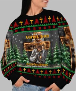 Alternative view of 2025 Christmas It Ain't Over Until God Says It's Over Christmas Ugly Sweatshirt  