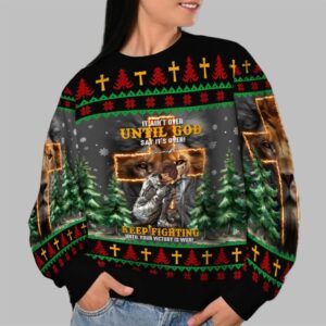 Alternative view of 2025 Christmas It Ain't Over Until God Says It's Over Christmas Ugly Sweatshirt - Grishko.com