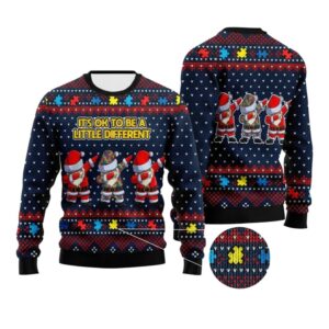 Alternative view of 2025 Christmas It's Ok To Be A Little Different Ugly Sweater - Grishko.com