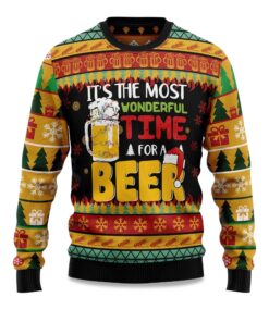 2025 Christmas Itâ€™s The Most Wonderful Time For A Beer Ugly Sweater
