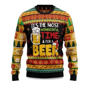 2025 Christmas Itâ€™s The Most Wonderful Time For A Beer Ugly Sweater