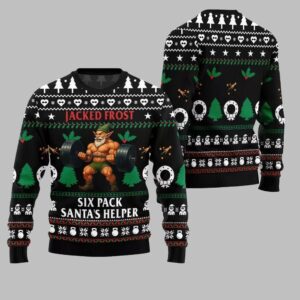 Alternative view of 2025 Christmas Jacked Frost Six Pack Santas Helper Ugly Christmas Sweater - Grishko.com