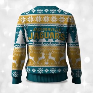 Alternative view of 2025 Christmas Jaguars Reindeer Football Ugly Sweater