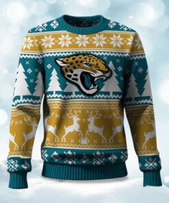 2025 Christmas Jaguars Reindeer Football Ugly Sweater
