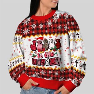 Alternative view of 2025 Christmas Jesus Is The Reason Ugly Sweatshirt - Grishko.com